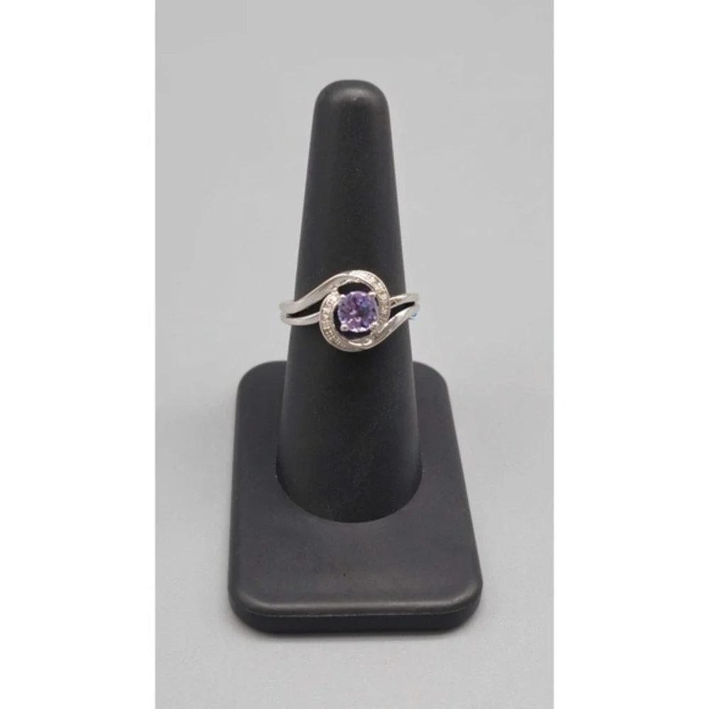 .925 SILVER DIAMOND & TANZANITE RING SIZE 7 4G (GNH022913)